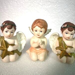 Ceramic‎ Cherubs Angels Heavenly Cherubs & Home Interiors Four Seasons Set Of 3
